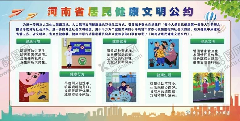 编号：14393601241143486099【酷图网】源文件下载-河南省居民健康文明公约