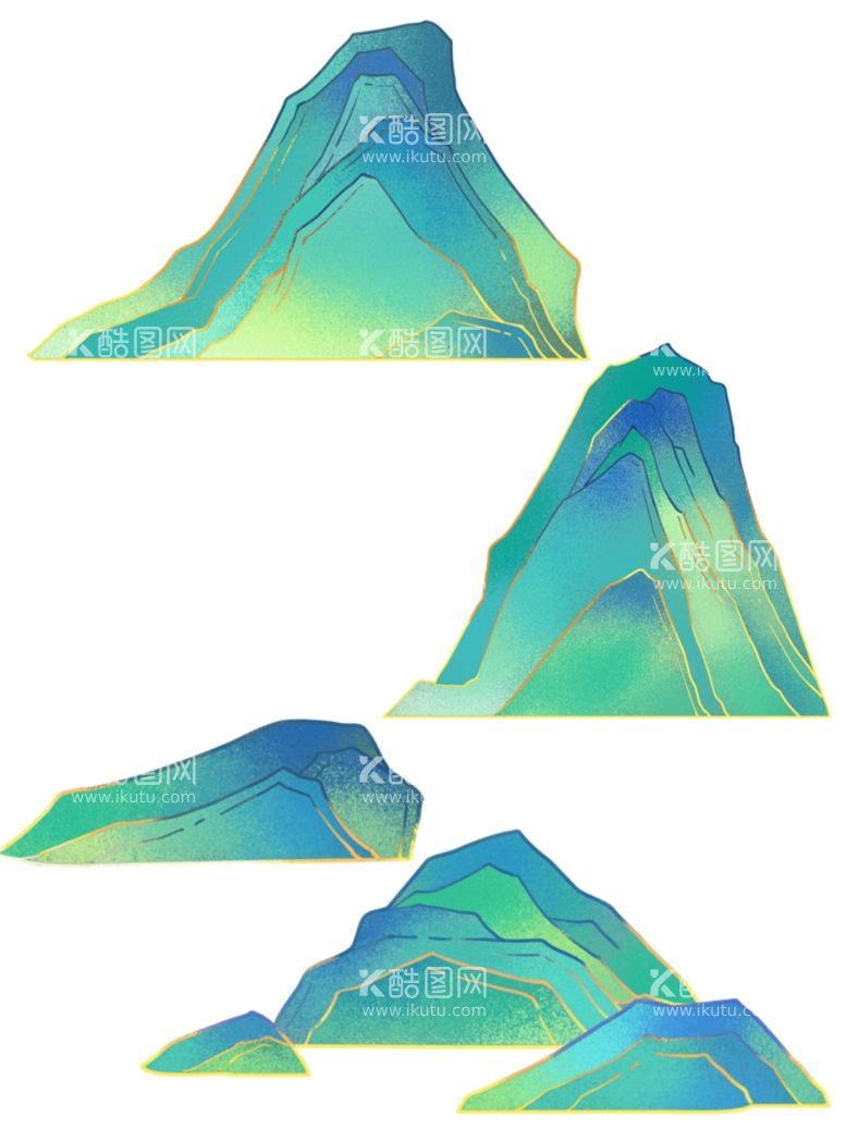 编号：99666011241251249557【酷图网】源文件下载-免扣手绘中国风山川金边元素素材