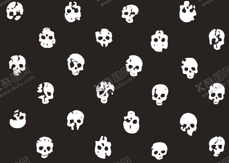 编号：55695209270813137855【酷图网】源文件下载-黑白骷髅头男装印花