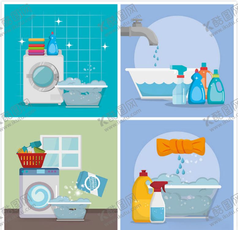编号：42017209251827263081【酷图网】源文件下载-家庭清洁手绘打扫洗衣