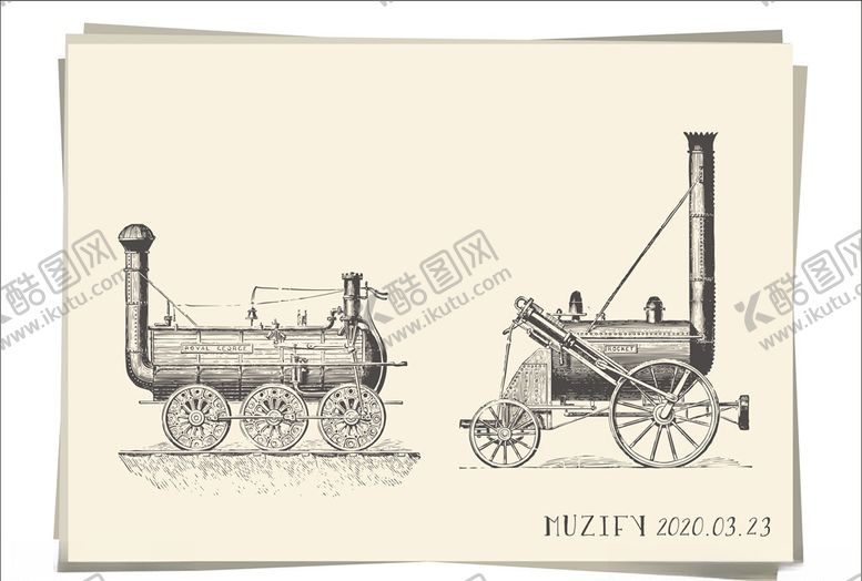 编号：99451609180241429666【酷图网】源文件下载-老式蒸汽小火车手绘稿