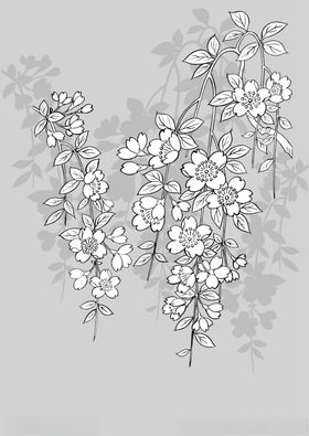 日本线描植物花卉矢量素材