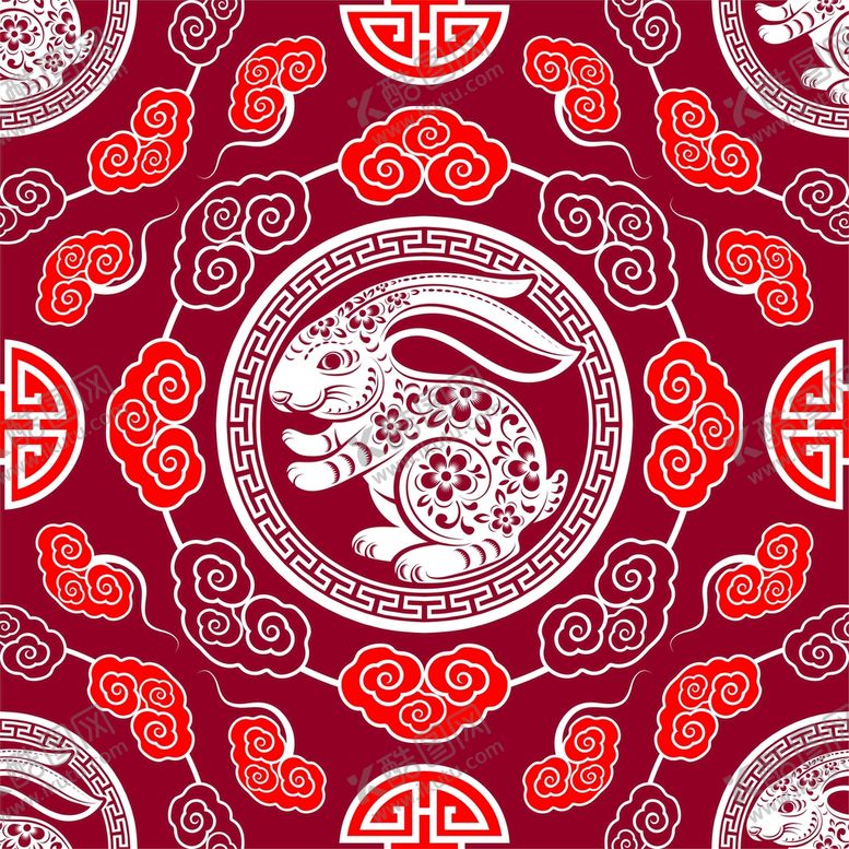 编号：09841509112357000682【酷图网】源文件下载- 春节兔子素材兔子元素图案 