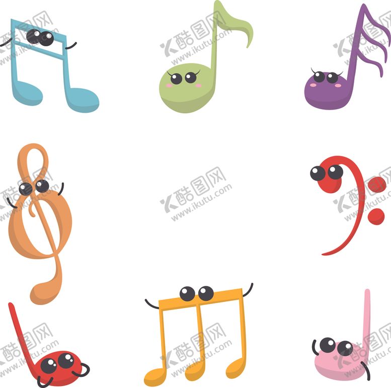 编号：29683509120049184897【酷图网】源文件下载-音符音乐符号卡通表情个图标