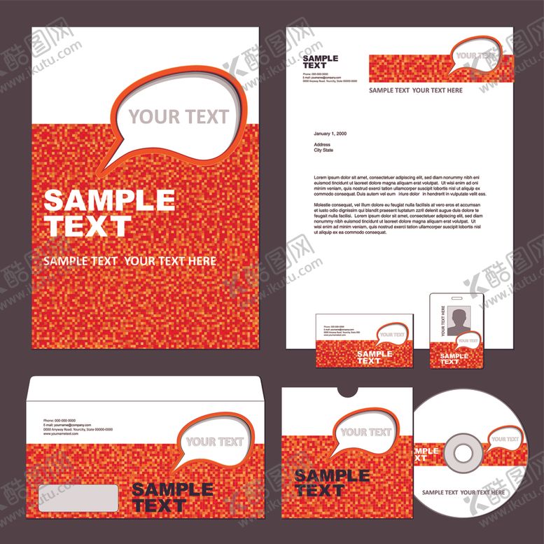 编号：18057910122116505068【酷图网】源文件下载-红色商务品牌视觉设计套件