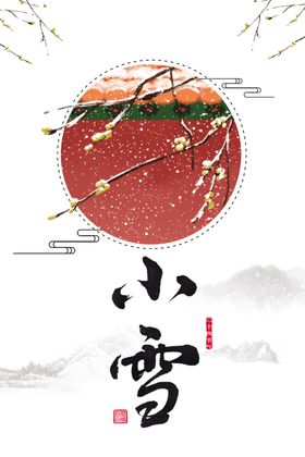 冬天小雪雪花树枝花苞二十四节气