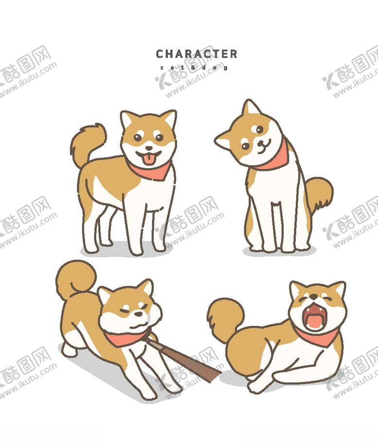 编号：20928407080829481949【酷图网】源文件下载-卡通秋田犬