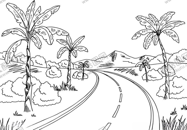 编号：47205411021451018858【酷图网】源文件下载-蜿蜒小路旁的热带风光