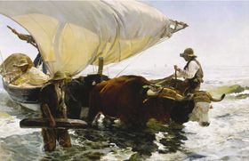 海滩风景油画