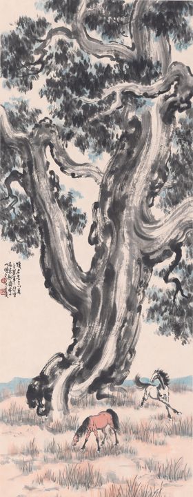 树枝植物国画