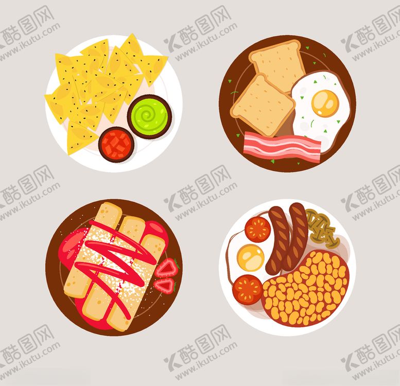 美味食物盘中餐AI矢量图AI设计素材