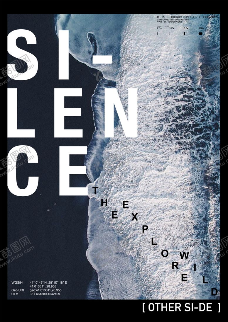 编号：52677610101619399941【酷图网】源文件下载-黑白海滩艺术摄影海报