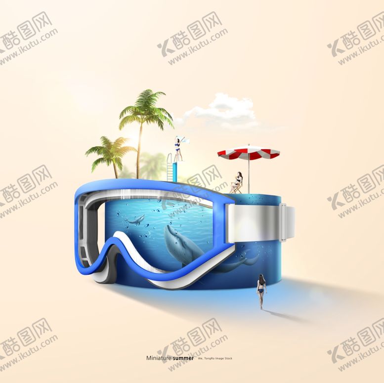 编号：93290910032353218186【酷图网】源文件下载-夏季海滩度假创意合成小风景场景