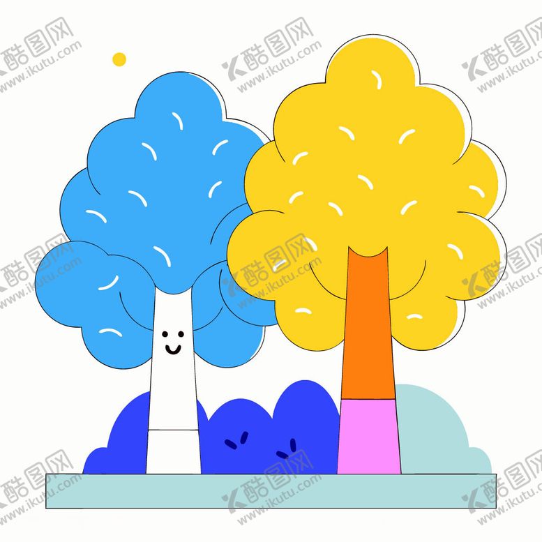 编号：68650402061643219340【酷图网】源文件下载-可爱卡通树木插画