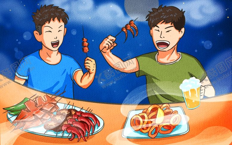 编号：76445802241557518525【酷图网】源文件下载-国潮国风烧烤麻辣小龙虾插画手绘