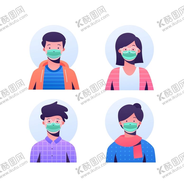 编号：45715210151815253335【酷图网】源文件下载-戴口罩人物头像
