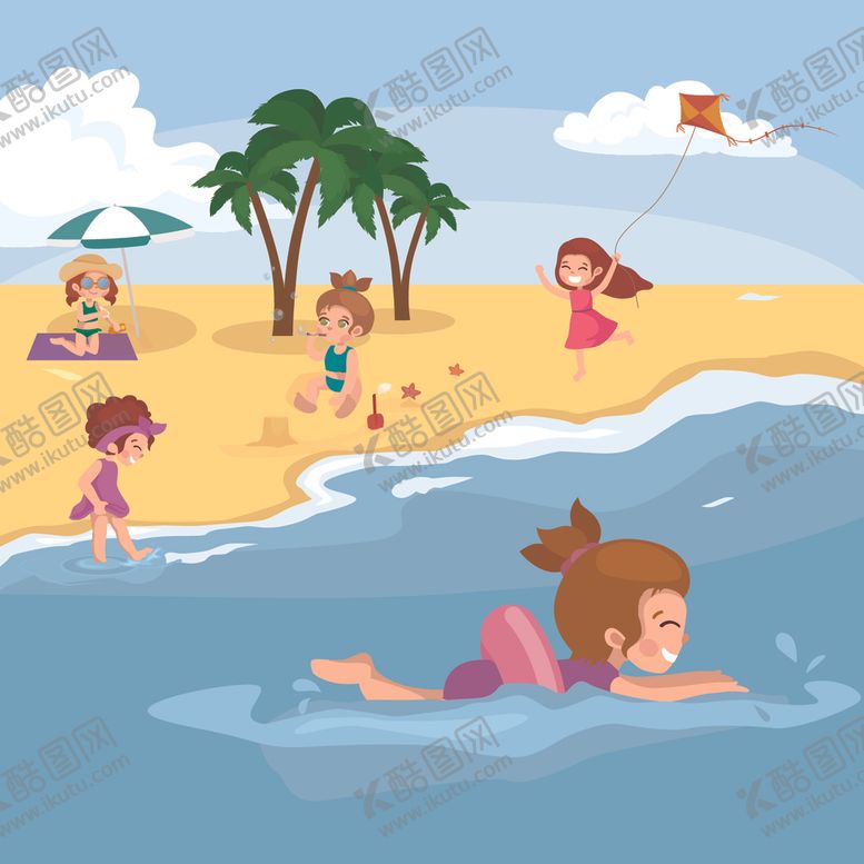 编号：97756209270230147532【酷图网】源文件下载-卡通沙滩