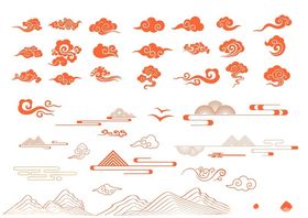 中式传统云纹山形图案集