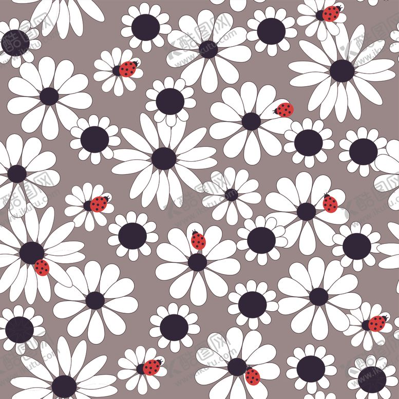 编号：81967809240524032160【酷图网】源文件下载-植物花朵矢量卡通无缝印花素材