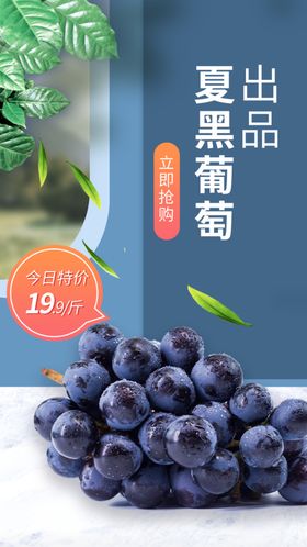 水果超市外卖夏黑葡萄海报h5