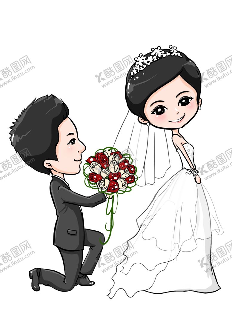 编号：72629509291912089031【酷图网】源文件下载-卡通新郎新娘