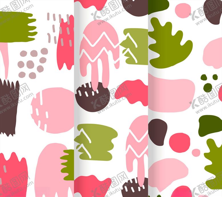 编号：50033810020431154270【酷图网】源文件下载-3款清新抽象图形无缝背景