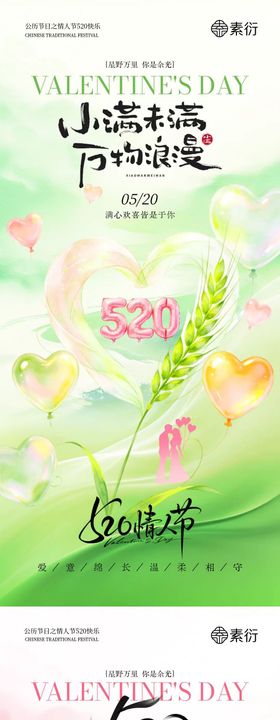 地产小满520情人节简约实景海报