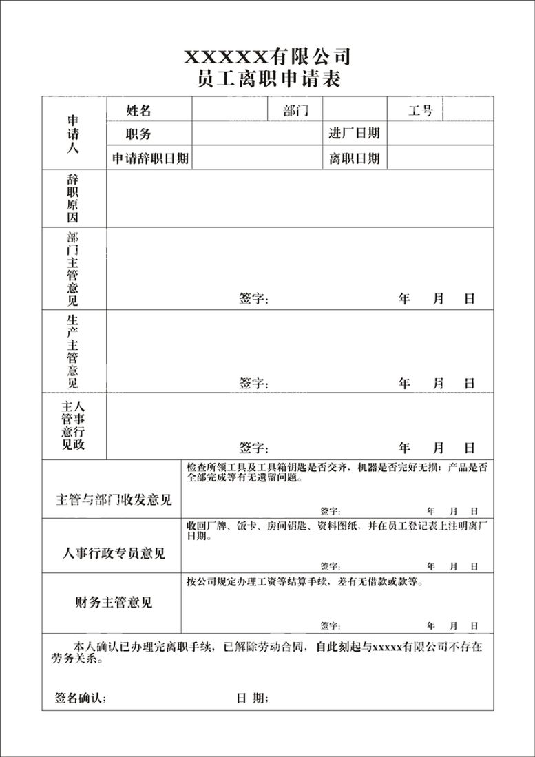 编号：27168310190915071778【酷图网】源文件下载-员工离职表