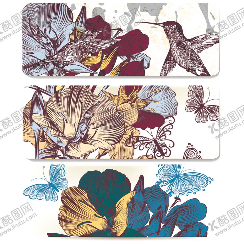 编号：80019509211839209383【酷图网】源文件下载-花卉飞鸟图案设计素材