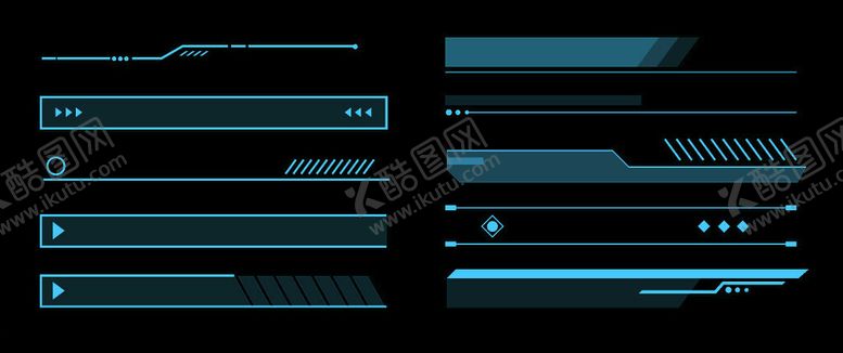 编号：71235704031306136829【酷图网】源文件下载-科技风蓝色条状UI元素