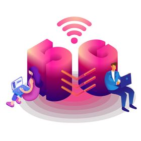 5G商用场景科技感矢量风格插图