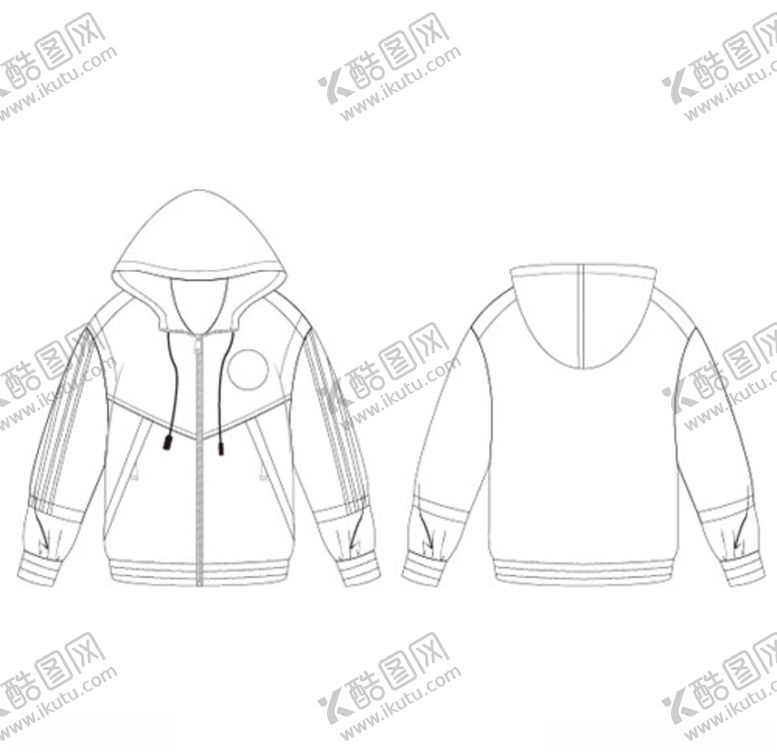 编号：40568809261841545751【酷图网】源文件下载-童装秋冬织带带帽开衫卫衣款式图