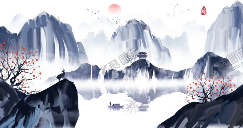 编号：79117009231833266024【酷图网】源文件下载-高清山水水墨画