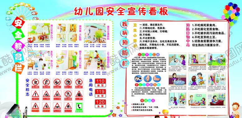 编号：31707506160432557168【酷图网】源文件下载-幼儿安全常识展板