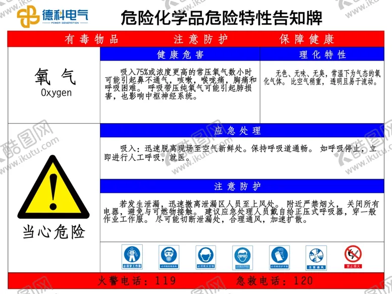 编号：97631306262103273816【酷图网】源文件下载-氧气特性告知牌