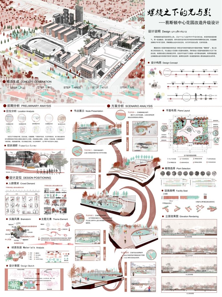 编号：78533012040936497165【酷图网】源文件下载-竞赛风园林景观设计展板