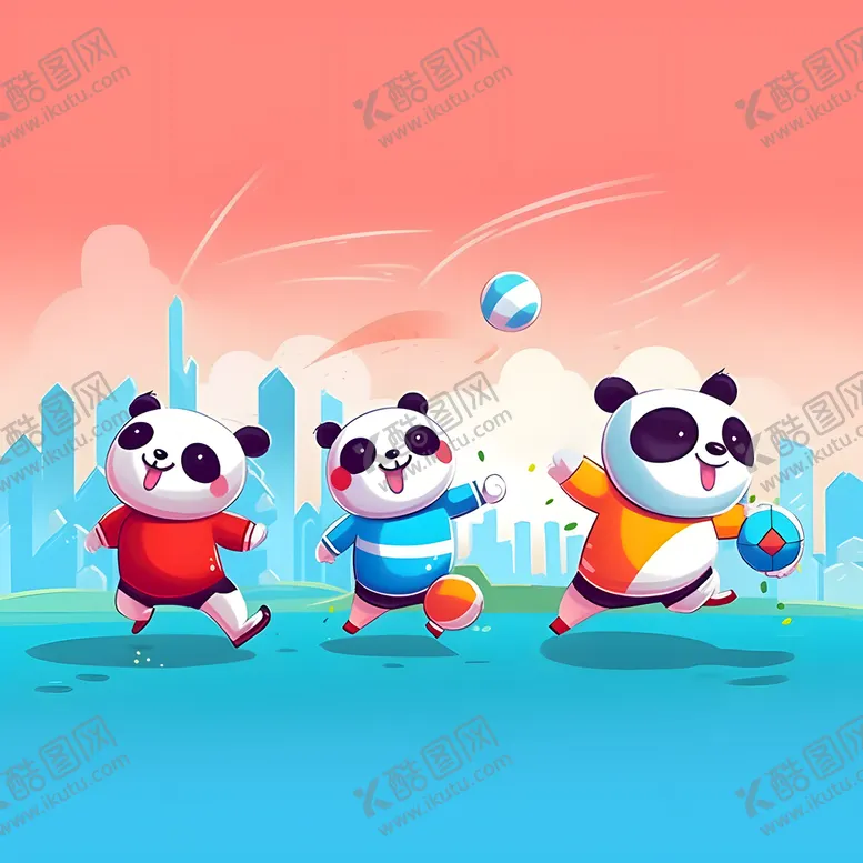 编号：70679111070443028607【酷图网】源文件下载-三只熊猫运动会