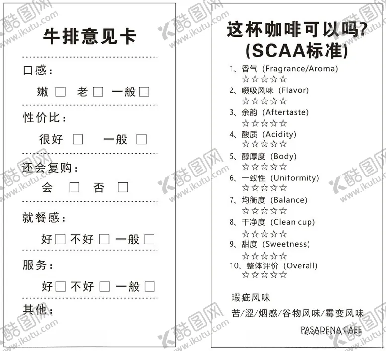 编号：49878402170031304757【酷图网】源文件下载-牛排意见卡