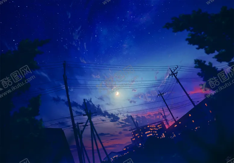 编号：71368712130926332349【酷图网】源文件下载-夜景插画壁纸