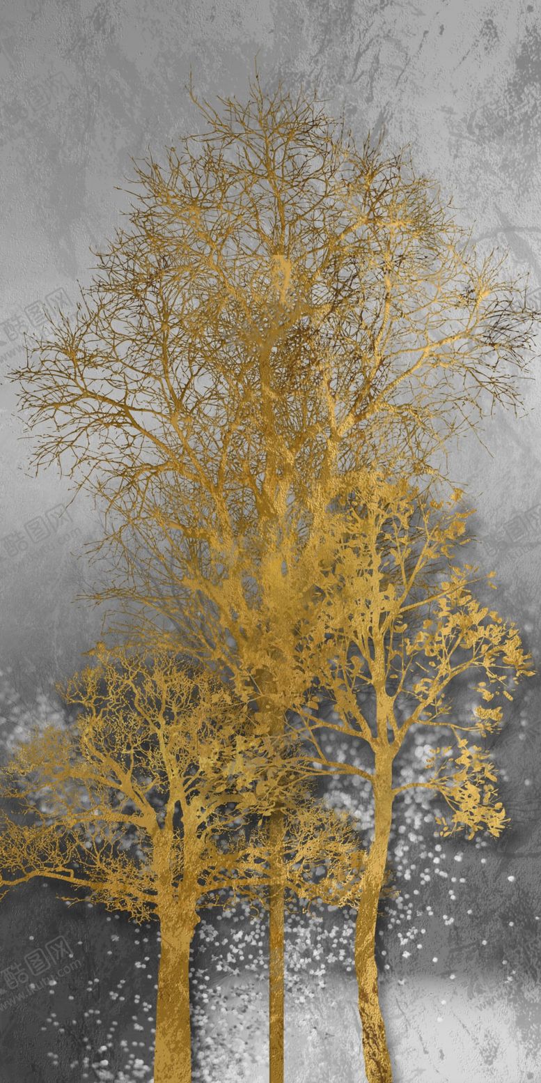 编号：76219910311841469756【酷图网】源文件下载-抽象发财树走廊玄关画