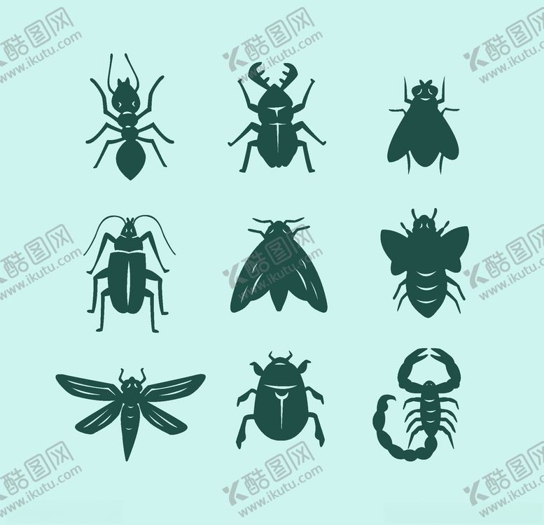 编号：18433709200905576004【酷图网】源文件下载-昆虫剪影