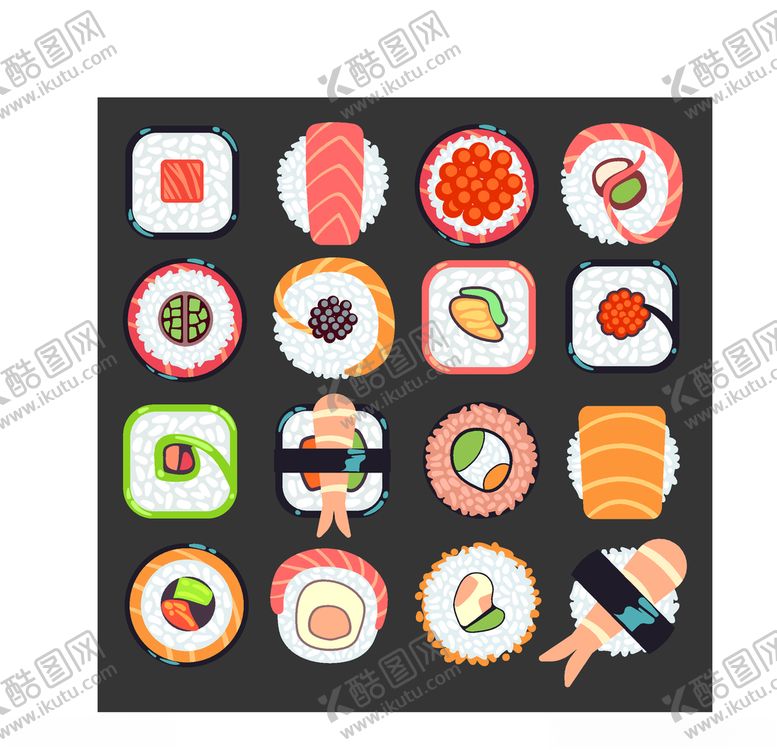 编号：63198806300829449154【酷图网】源文件下载-寿司插画