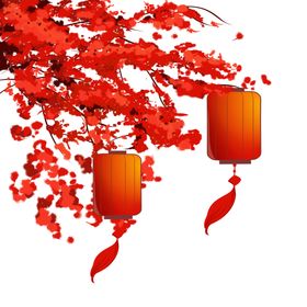 灯笼古风水墨水彩意境合成素材