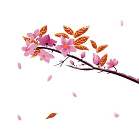 梅花桃花PNG兰竹菊水墨清新