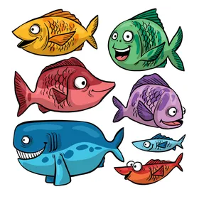 海洋生物插图鱼类底世界底动