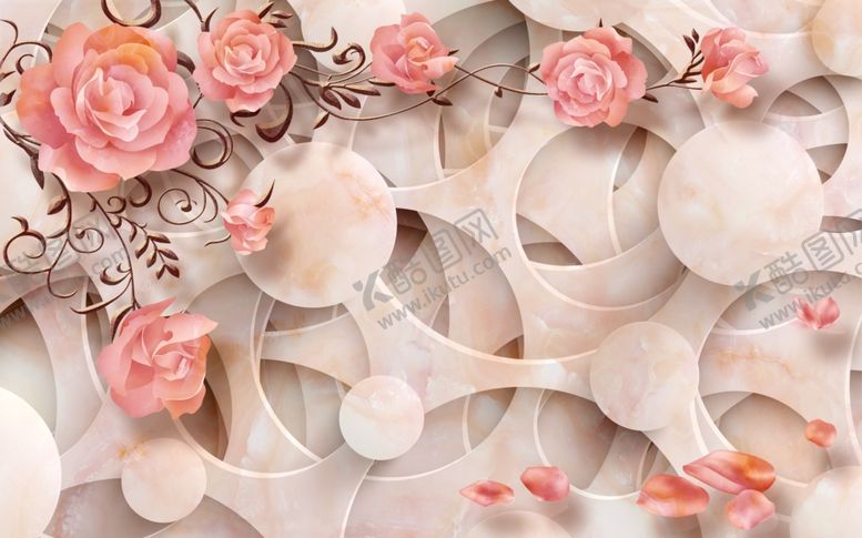 编号：57340109271425416185【酷图网】源文件下载-浮雕花朵背景墙
