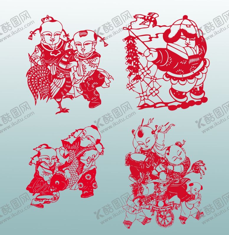 编号：77679911020327399987【酷图网】源文件下载-传统喜庆剪纸图案集合