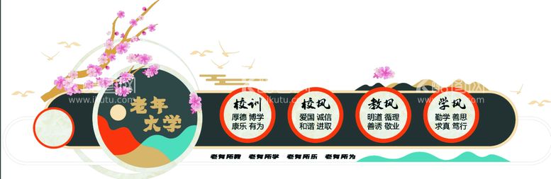 编号：72395710220917284717【酷图网】源文件下载-老年大学文化墙