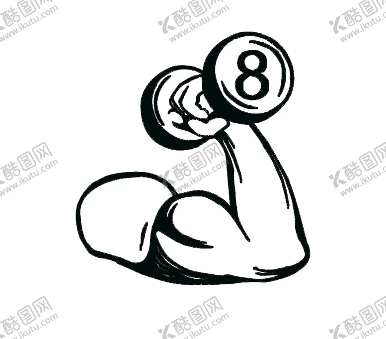 编号：70236810081736280897【酷图网】源文件下载-肌肉哑铃黑八健身体育矢量图