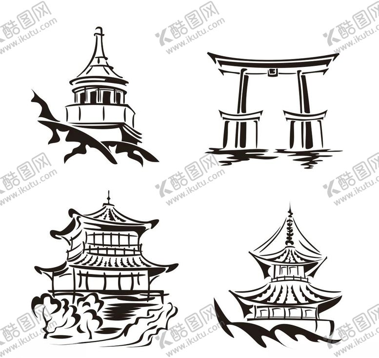 编号：44208505051415401180【酷图网】源文件下载-古风建筑手绘图